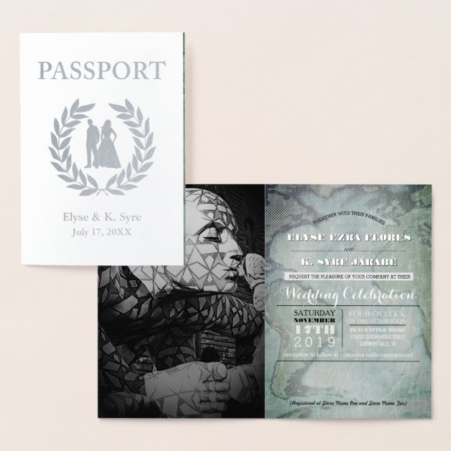 wedding passport silver foil card (Display)