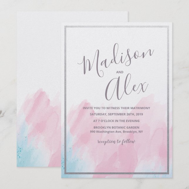 Wedding Pastel Watercolor Invitation (Front/Back)