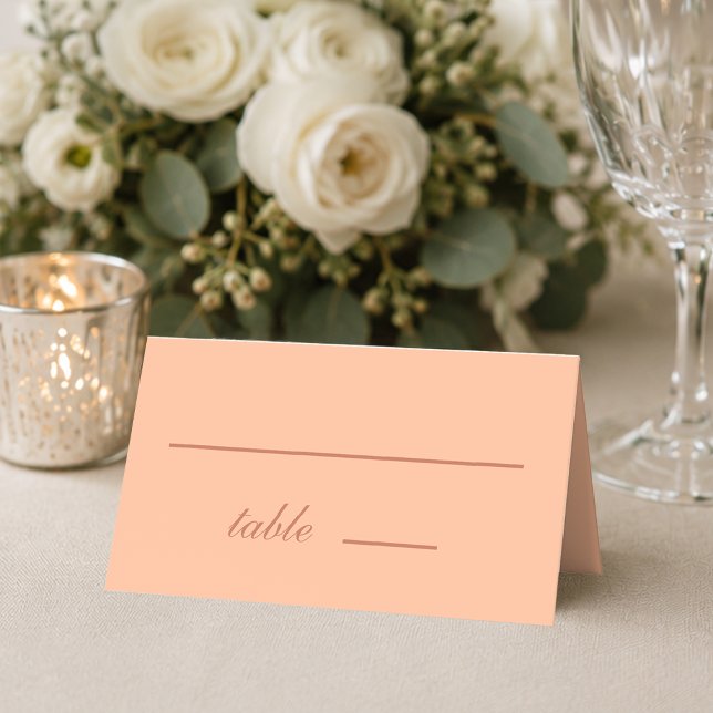 Wedding Peach Brown Simple Script Modern Colour  Place Card (Creator Uploaded)