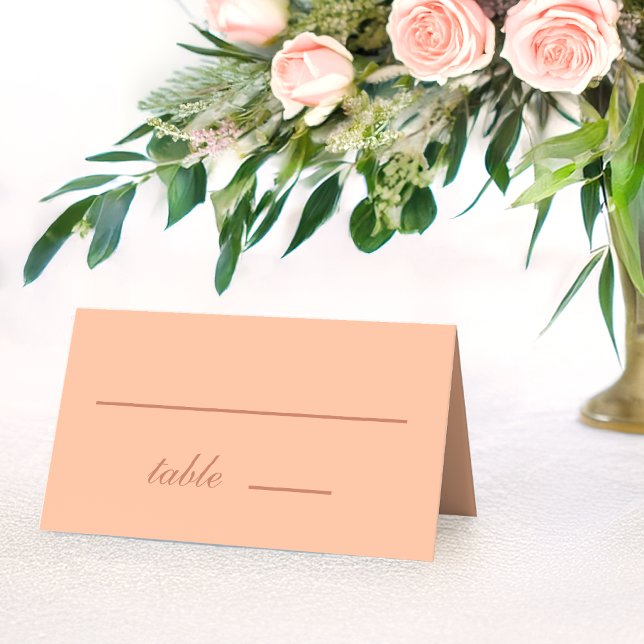 Wedding Peach Brown Simple Script Modern Colour  Place Card (Creator Uploaded)