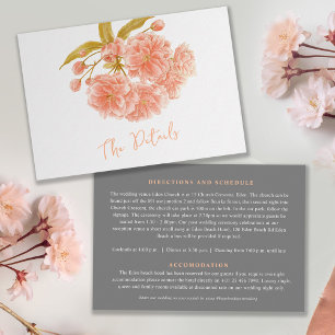 Wedding peach tree blossom The details flat Enclosure Card