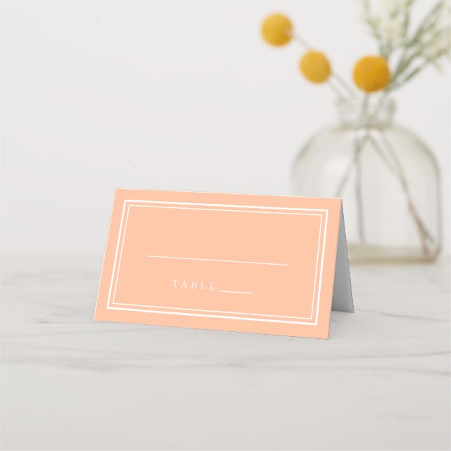 Wedding Peach & White Simple Modern Place Card (Front)