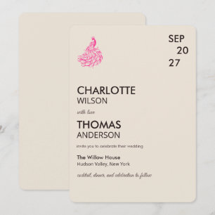 Wedding Peacock Botanical   Couture Art Invitation