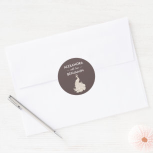 Wedding Peacock Botanical Pink Couture Classic Round Sticker