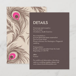 Wedding Peacock Botanical Pink Couture Enclosure Card
