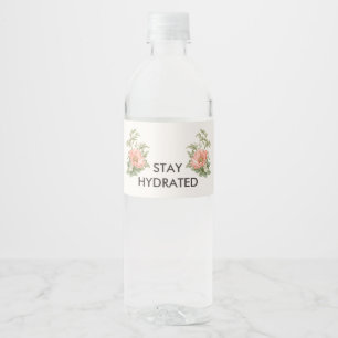 Wedding Peacock Botanical Vintage Elegant Table Water Bottle Label