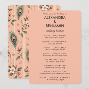 Wedding Peacock Botanical Vintage Floral Programme