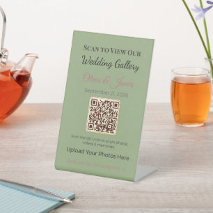 Wedding Pedestal Sign Elegant QR Display