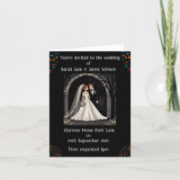 Wedding Personalised Invite Cartoon on Black