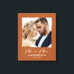 Wedding personalised modern photo Mr and Mrs Canvas Print<br><div class="desc">Modern simple torn edges burgundy photo Mr and Mrswedding personalised established in gift.</div>