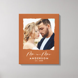 Wedding personalised modern photo Mr and Mrs Canvas Print