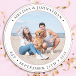 Wedding Personalised Modern Photo Round Paper Coaster<br><div class="desc">Add the finishing touch to your wedding with these cute custom photo wedding coasters . Perfect for your wedding after party and reception, and as wedding favours for your guests. Customise these photo dog wedding coasters with your favourite wedding photo, dog of honours photo, or your newlywed photo with your...</div>