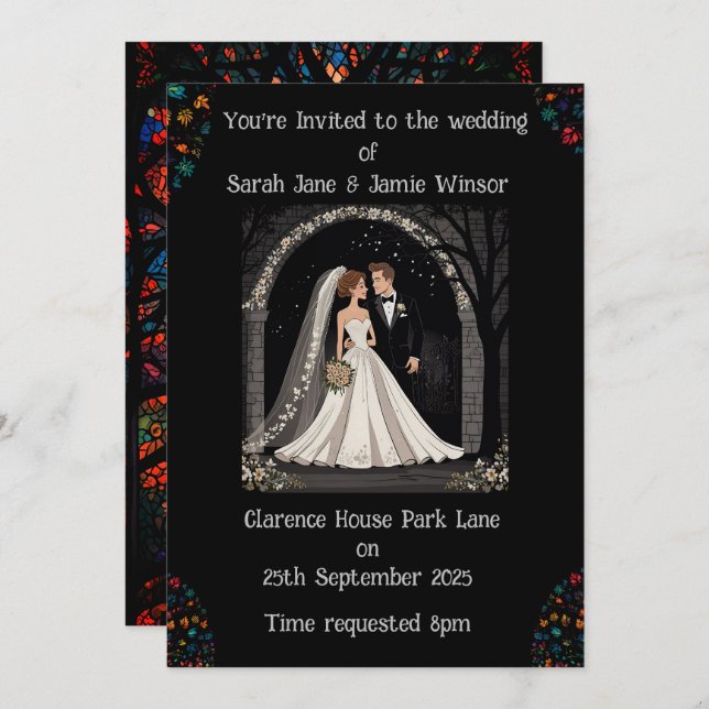 Wedding Personalized Invite Cartoon Image  (Front/Back)