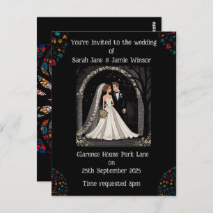 Wedding Personalized Invite Cartoon Image Postcard