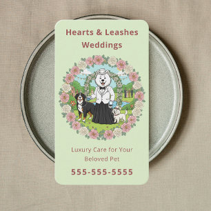 Wedding Pet Services Floral Wedding Pet Attendant Business Card