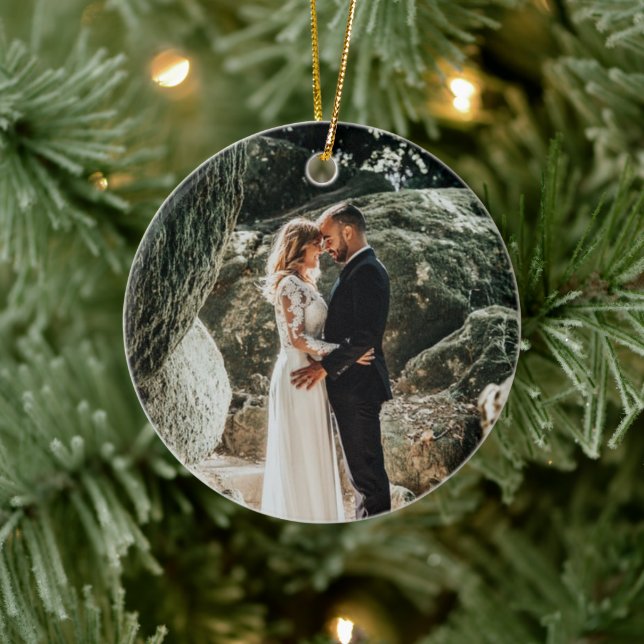 Wedding Photo 1st Christmas as Husband Wife Ceramic Tree Decoration (Tree)