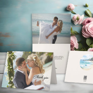 Wedding Photo 2 Picture Beach Themed Thank You Card