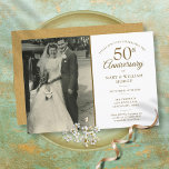 Wedding Photo 50th Anniversary Gold Dust Confetti Invitation<br><div class="desc">Personalise with your favourite wedding photo and your special 50th golden wedding anniversary celebration details in chic gold typography. The reverse features gold dust confetti. Designed by Thisisnotme©</div>