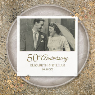 Wedding Photo 50th Anniversary Golden Napkin
