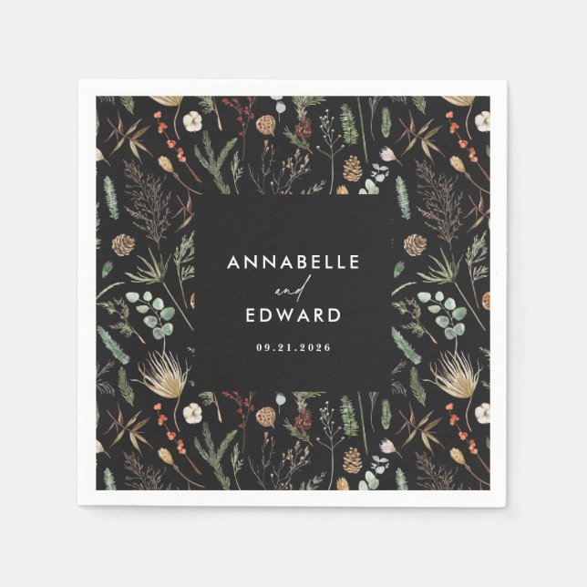  Wedding photo arch watercolor botanical floral Napkin (Front)