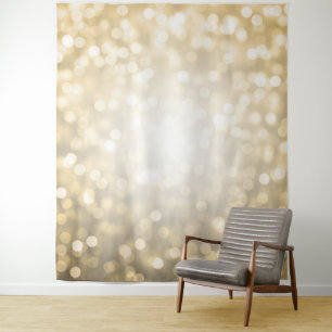 Wedding Photo Backdrop Gold Bokeh Lights Tapestry