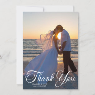 Wedding Photo Beautiful Formal Script Thank You Card