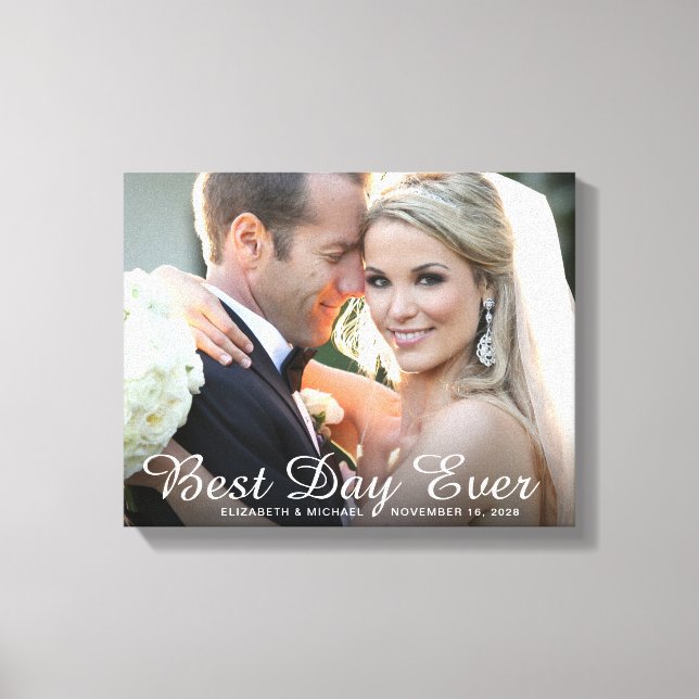 Wedding Photo Best Day Ever Custom Canvas Print (Front)