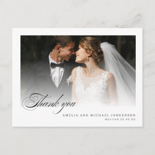 Wedding Photo Black and White Thank You Postcard