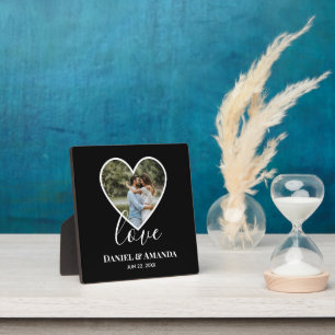 Wedding Photo Black Heart Frame Modern Calligraphy