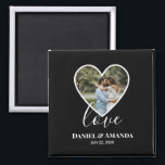 Wedding Photo Black Heart Frame Modern Calligraphy Magnet<br><div class="desc">The design has black heart frame on centre and white modern calligraphy texts which can be customised to your preference. Replace the picture in the centre with your own wedding photo. It will make a lovely custom made wedding favour gifts for your guests or for your own keepsake.</div>