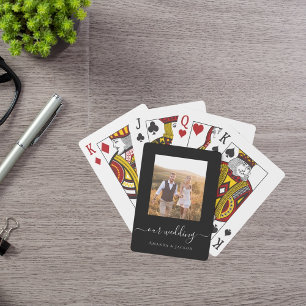 Wedding photo black white modern playing cards