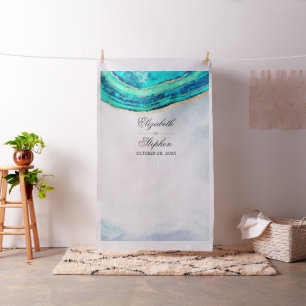 Wedding Photo Booth Backdrop Teal Gold Agate Geode