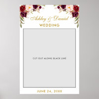 Wedding Photo Booth Prop | Burgundy Gold