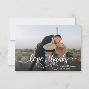 Wedding Photo Calligraphy Thank You Card