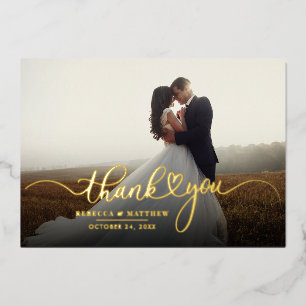 Wedding Photo Calligraphy Thank You Gold
