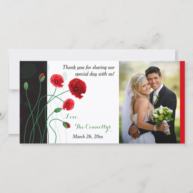 Wedding Photo Card | Red Poppies (Front)