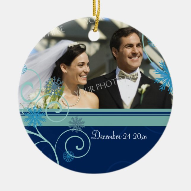 Wedding Photo Christmas Ornament (Front)