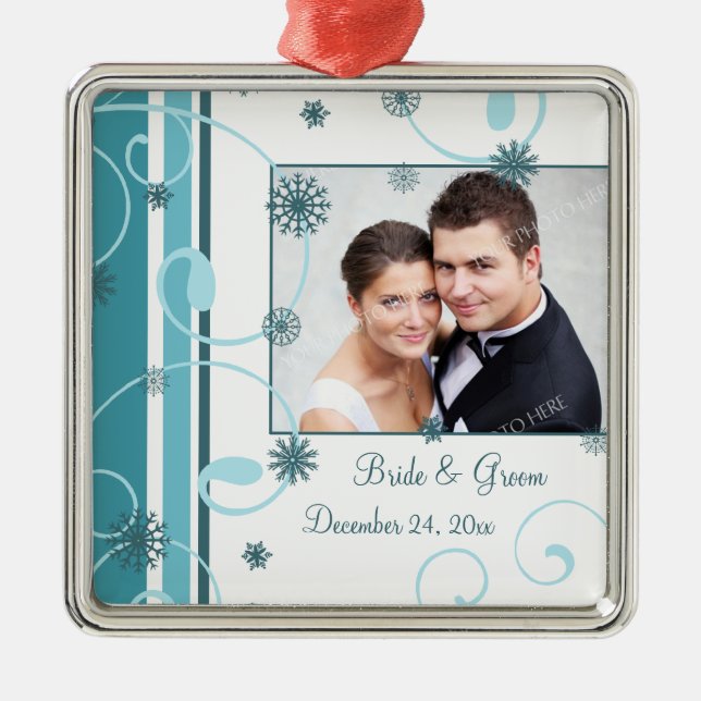 Wedding Photo Christmas Ornament (Front)
