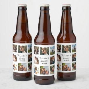 Wedding photo collage black and white beer bottle label
