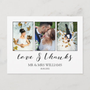Wedding Photo Collage Calligraphy Love & Thanks Postcard