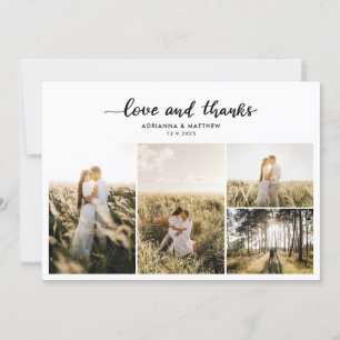 Wedding Photo Collage Elegant Love & Thanks Script Thank You Card