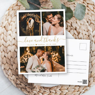 Wedding Photo Collage Love and Thanks Thank You Po Postcard