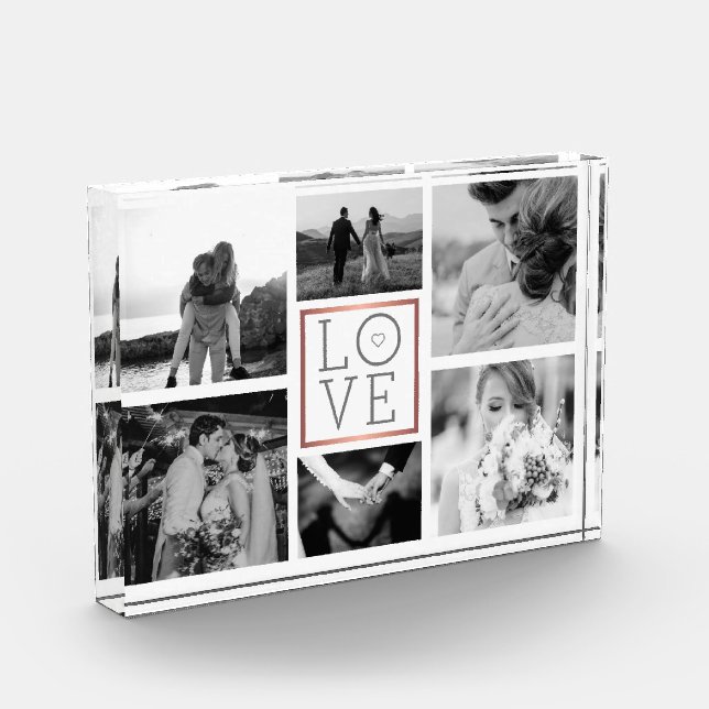 Wedding Photo Collage Love Black & White Block (Left)