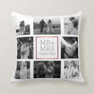 Wedding Photo Collage Mr & Mrs Keepsake Cushion