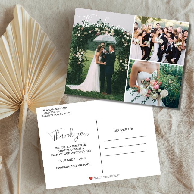 Wedding Photo Collage Thank You Postcard (Creator Uploaded)