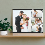 Wedding Photo Collage with Vertical ZigZag Montage Canvas Print<br><div class="desc">Create your own unique wedding photo wrapped canvas. The photo template is set up ready for you to add 4 of your favourite pictures which will automatically display as one main background photo in landscape format, with the remaining 3 photos overlaid in a zigzag montage. The design has narrow black...</div>