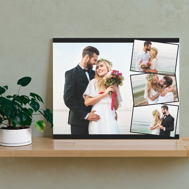 Wedding Photo Collage with Vertical ZigZag Montage Canvas Print (Creator Uploaded)