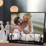 Wedding Photo Collage with Zigzag Picture Strip Plaque<br><div class="desc">Cool photo display for 5 of your favourite wedding photos. The photo template will display your main photo as the background and the remaining 4 will be laid out in a zigzag photo strip along the bottom. You can personalise the wording with your choice of text, such as bride and...</div>