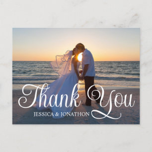 Wedding Photo Curly Calligraphy Thank You Postcard