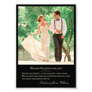 Wedding Photo Custom Quote Monogram Black 4x6